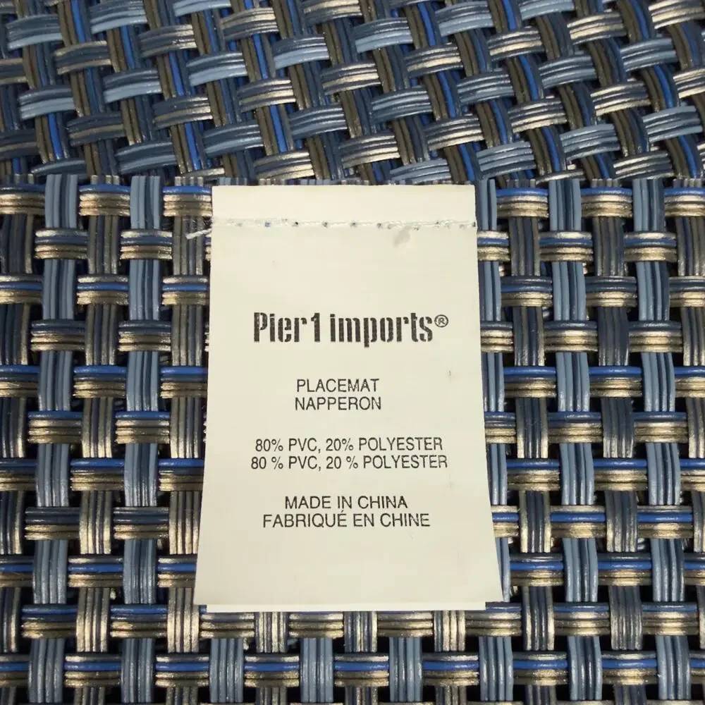 NWT PIER ONE IMPORTS Navy Blue Woven Vinyl Placemats Set of 8
